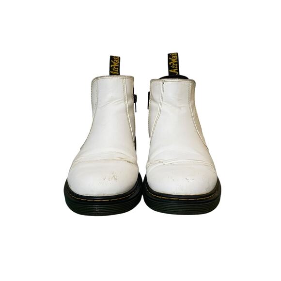 Dr. Marten's white smooth leather chelsea slip on boots - Picture 1 of 11